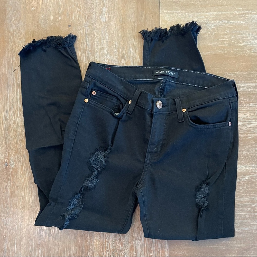 Angry Rabbit Black Wash Distressed Jeans